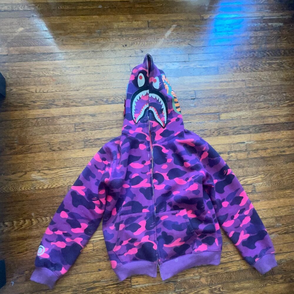 BAPE menś color camo shark Full Zip hoodie